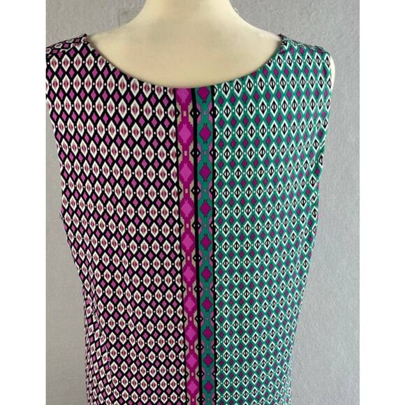 Style & Co Womens Large Sleeveless Dress Pink Blue Geometric Print Polyester - Picture 8 of 10